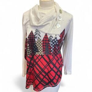 Red white plaid cowl